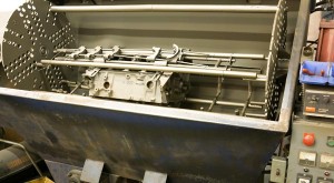 engine-block-in-shot-peen-machine